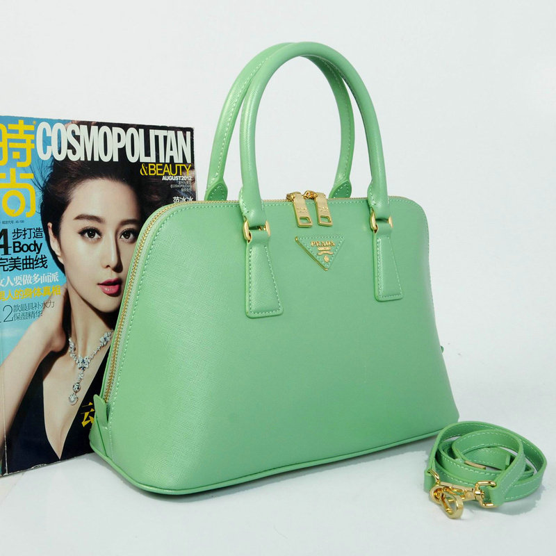 2014 Prada Shiny Saffiano Leather Top Handle Bag BL0837 lightgreen